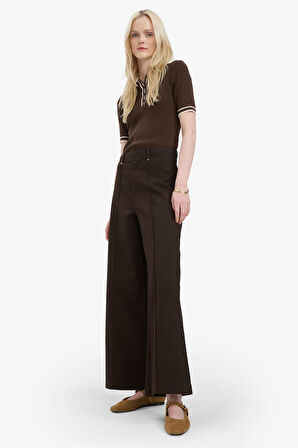 Wide Leg Gabardin Kışlık Pantolon Cepli Yüksek Bel Geniş Paça
