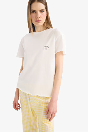 DeFacto Pijama Takımı Kısa Kollu Üst Esnek Belli Uzun Altı-Fall in Love F1595AX25SMYL118