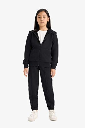 Kız Çocuk Beli Lastikli Basic Düz Jogger Eşofman Altı