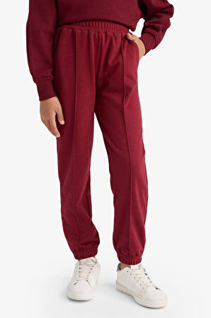 Kız Çocuk Beli Lastikli Basic Düz Jogger Eşofman Altı
