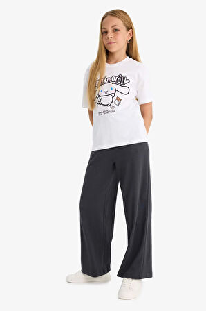 Kız Çocuk Beli Lastikli Wide Leg Geniş Paça Eşofman Altı 
