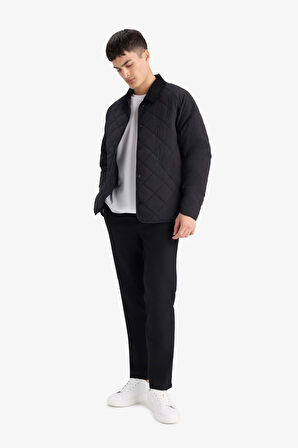 Regular Fit Gömlek Yaka Çıtçıtlı Kapitoneli Mont