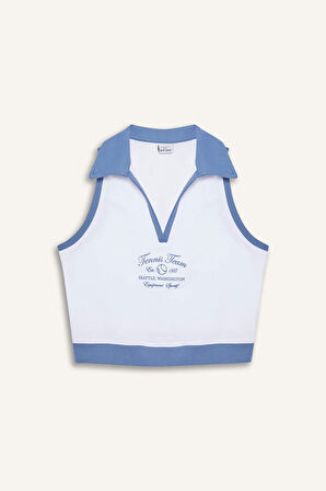 DeFactoFit Crop Polo Yaka Baskılı Sporcu Atlet B4581AX25SPWT36