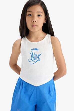 DeFacto Kız Çocuk 2'li Takım Baskılı Atlet Keten Görünümlü Şort E6851A825HSER105