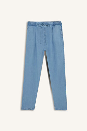 Pull On Carrot Fit  Yüksek Bel Bilek Boy Tensel Yıkamalı Pantolon