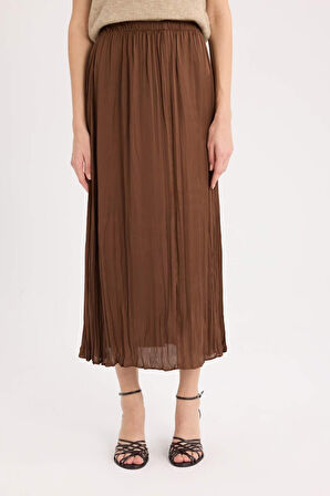 DeFacto A Kesim Yüksek Bel Saten Midi Etek E3348AX24WNBN333