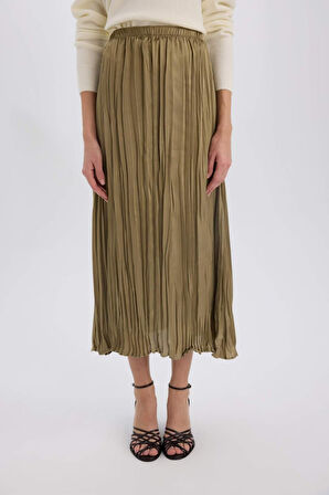 DeFacto A Kesim Yüksek Bel Saten Midi Etek E3348AX24WNGN320