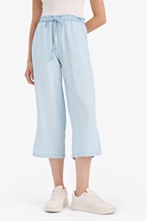 Pull On Culotte Yüksek Esnek Belli Tensel Yıkamalı Pantolon