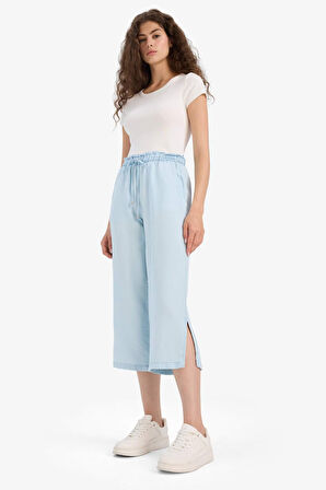 Pull On Culotte Yüksek Esnek Belli Tensel Yıkamalı Pantolon