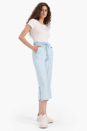 DeFacto Pull On Culotte Yüksek Beli Lastikli Akışkan Kumaş Yıkamalı Pantolon D8240AX25SMNM85
