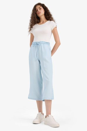 DeFacto Pull On Culotte Yüksek Beli Lastikli Akışkan Kumaş Yıkamalı Pantolon D8240AX25SMNM85