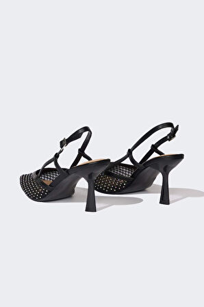 Kadın Yüksek Taban Suni Deri Topuklu Sandalet