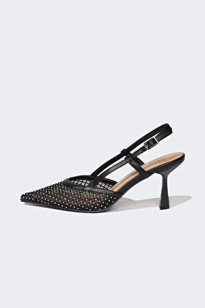 Kadın Yüksek Taban Suni Deri Topuklu Sandalet