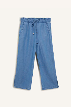DeFacto Pull On Culotte Yüksek Esnek Belli Tensel Yıkamalı İnce Jean Pantolon D8241AX25SMNM28