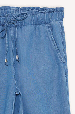 Pull On Culotte Yüksek Bel Tensel Yıkamalı Pantolon