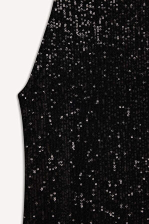 DeFacto Halter Yaka Payetli Kolsuz Midi Siyah Elbise E2437AX24WNBK81