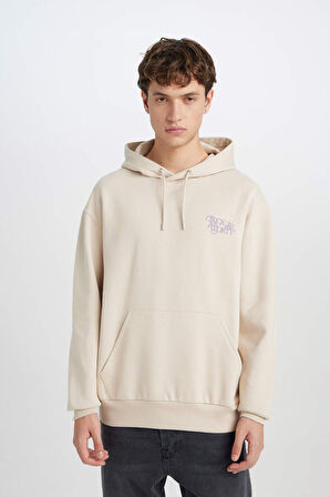 Rick and Morty Boxy Fit Kapüşonlu Baskılı Sweatshirt