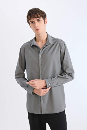 Regular Fit Polo Yaka Uzun Kollu Gömlek
