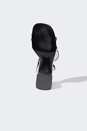 Kadın Yüksek Taban Suni Deri Topuklu Sandalet