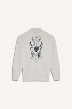 Marvel Boxy Fit Dik Yaka Fermuarlı Sırt Baskılı Sweatshirt