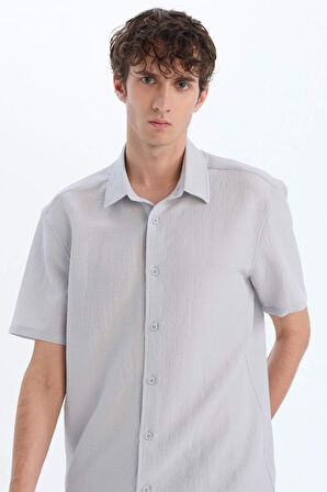 DeFacto Regular Fit Polo Yaka Krinkıl Yazlık Kısa Kollu Gömlek E1223AX25SMGR184