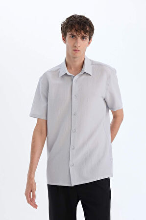 DeFacto Regular Fit Polo Yaka Krinkıl Yazlık Kısa Kollu Gömlek E1223AX25SMGR184