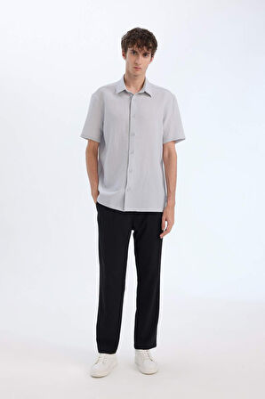 Regular Fit Polo Yaka Krinkıl Yazlık Kısa Kollu Gömlek