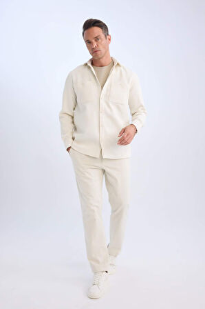 DeFacto Relax Fit Polo Yaka Flanel Uzun Kollu Gömlek D1061AX24WNER98