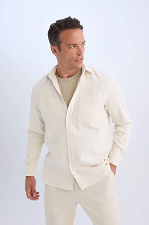 DeFacto Relax Fit Polo Yaka Flanel Uzun Kollu Gömlek D1061AX24WNER98