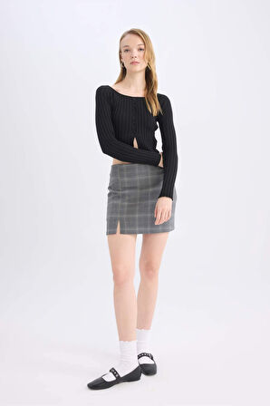 DeFacto Coool Baskılı Yüksek Bel Mini Etek E1810AX24WNGR206