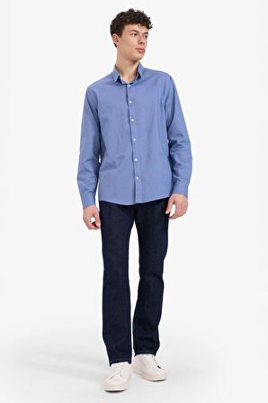 DeFacto Regular Fit Polo Yaka Keten Yazlık Uzun Kollu Gömlek E1729AX25SPBE783