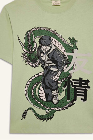 DeFacto Erkek Çocuk Bisiklet Yaka Anime Baskılı Kısa Kollu Tişört D9279A825SMGN1261