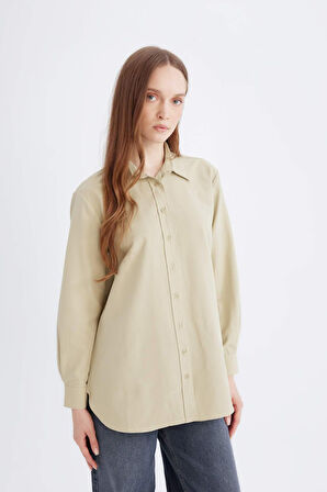 Relax Fit Poplin Uzun Kollu Beyaz Gömlek Tunik