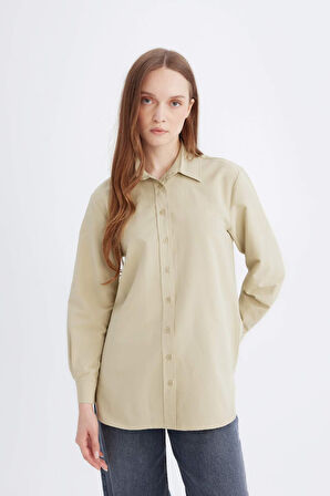 Relax Fit Poplin Uzun Kollu Beyaz Gömlek Tunik