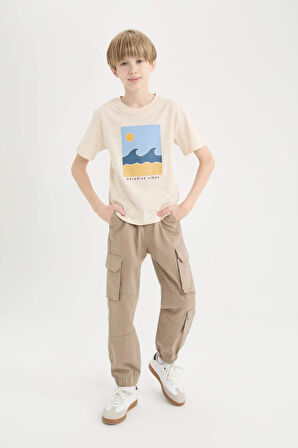 Erkek Çocuk Kargo Cepli Standart Paça Gabardin Jogger Pantolon