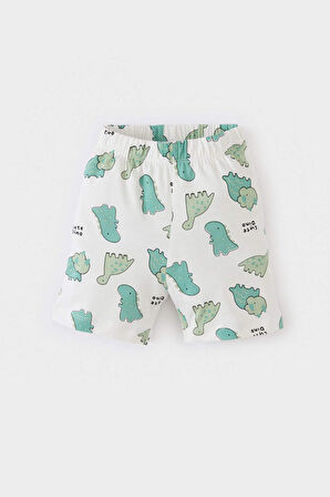 DeFacto Erkek Bebek Pijama Takımı Dinazor Baskılı Kısa Kollu Penye Üst Beli Lastikli Şort E1178A525SMWT47
