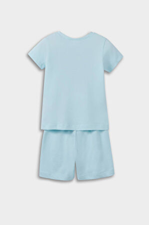 Kız Bebek Pijama Takımı Anime Baskılı Kısa Kollu Penye Üst Beli Lastikli Şort