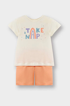 DeFacto Kız Bebek 4'lü Pijama Takımı Yıldız Desenli Kısa Kollu Penye Üst Beli Lastikli Şort E1555A525HSOG189