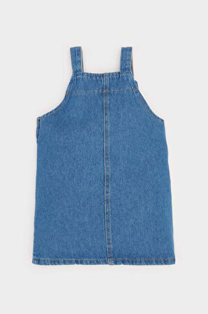 DeFacto Kız Bebek Çiçekli Askılı Jean Elbise E0468A525SPNM28
