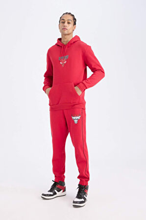 DeFactoFit NBA Chicago Bulls Kalın Jogger Eşofman Altı Standart Fit Cepli Beli Bağcıklı D6564AX25SPBR244