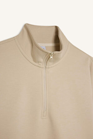DeFactoFit Oversize Geniş Kalıp Dik Yaka Sporcu Sweatshirt D3796AX24WNBG700