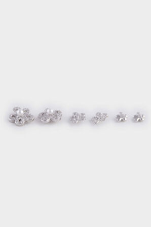 DeFacto Kadın Çiçek Motifli 3'lü Silver Küpe E3069AXNSSR3