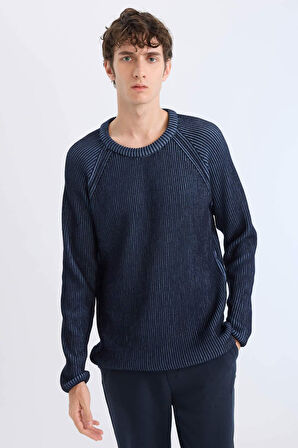 DeFacto Standart Fit Bisiklet Yaka Triko Kazak E0992AX24WNNV64