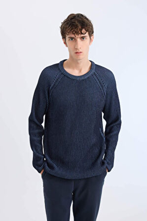 DeFacto Standart Fit Bisiklet Yaka Triko Kazak E0992AX24WNNV64