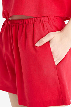 Coool Regular Fit Normal Bel Kısa Paça Keten Karışımlı Şort