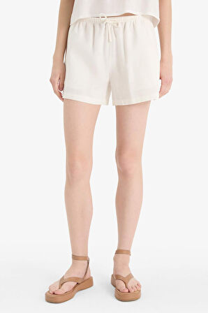 Coool Regular Fit Normal Bel Kısa Paça Keten Karışımlı Şort