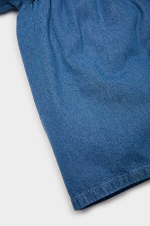 DeFacto Kız Bebek Nakışlı Uzun Kollu Jean Elbise E0466A525SPNM28