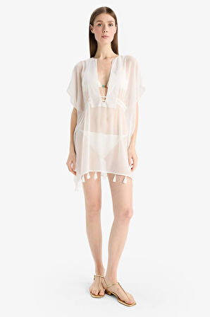 DeFacto Beyaz Şifon Kimono-Fall in Love Z9958AZ25SMWT16