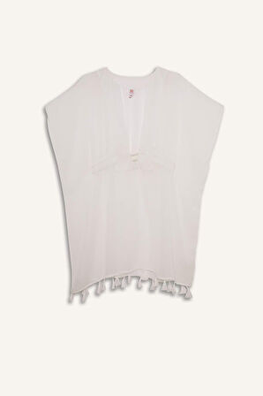 DeFacto Beyaz Şifon Kimono-Fall in Love Z9958AZ25SMWT16