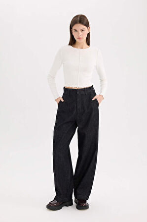Baggy Fit Yüksek Bel Uzun Jean Pantolon